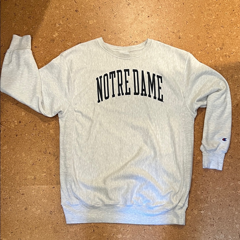 Champion Gray Notre Dame Men's Reverse Weave Crewneck Sweatshirt